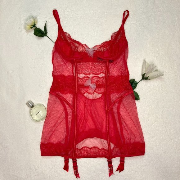 Victoria S Secret Intimates Sleepwear Victorias Secret Red Lace Teddy Lingerie Poshmark
